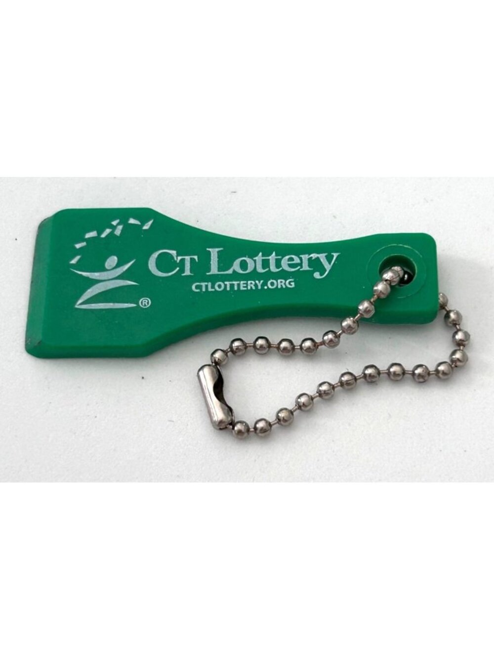 Vintage Connecticut CT Lottery Scratcher Green Keychain Ball Chain